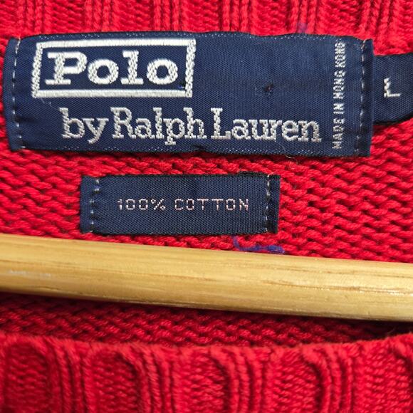Polo Ralph Lauren Men Vtg 90s Y2K Preppy Classic Crew Neck Heavy Knit Sweater L - Picture 8 of 11